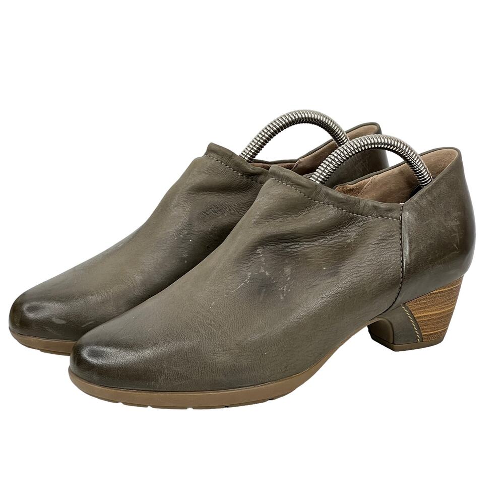 Dansko Debbie Bootie Womens SZ 38 7 Brown Leather Burnished Low Heel Zip Comfort